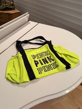 New Vintage Victoria's Secret PINK Neon Yellow Canvas Tote